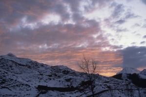 1980, Nepal, da Muktinath, tramonto. 